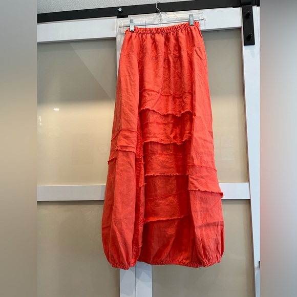 Coral Linen Maxi Skirt - Picture 3 of 8